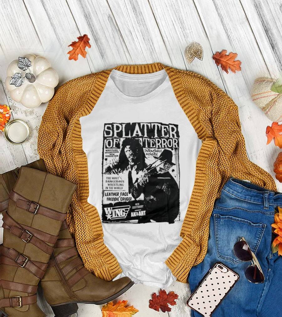 Splatter of Terror Leatherface Freddy Krueger Wrestling International Intractable Monster T-Shirt