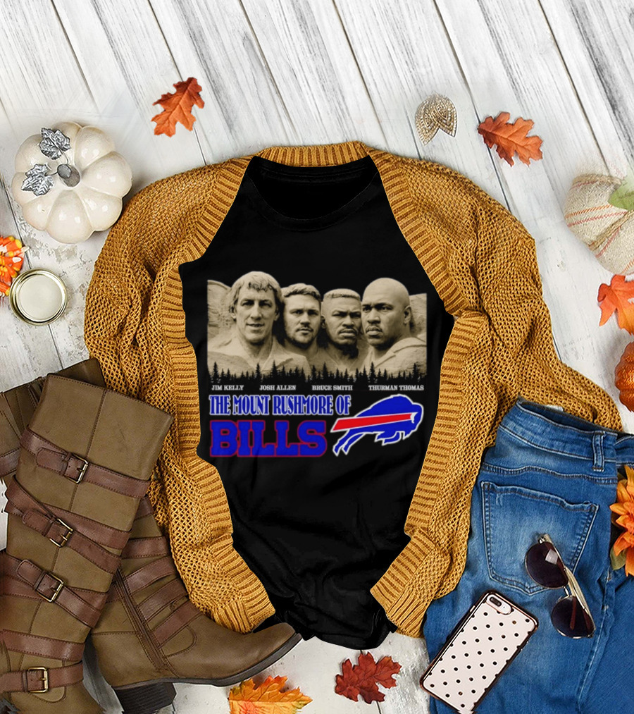 Jim Kelly Josh Allen Bruce Smith Thurman Thomas The Mount Rushmore of Buffalo Bills T-Shirt
