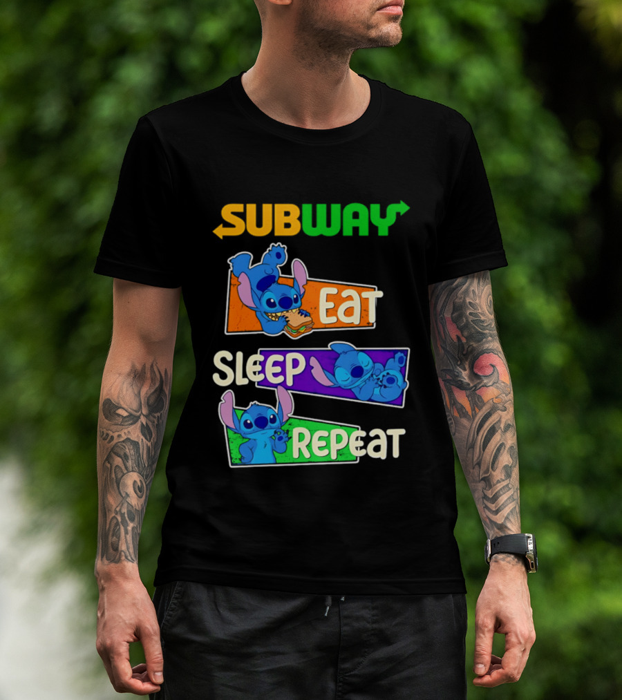 Subway X Stitch Eat Sleep Repeat T-Shirt