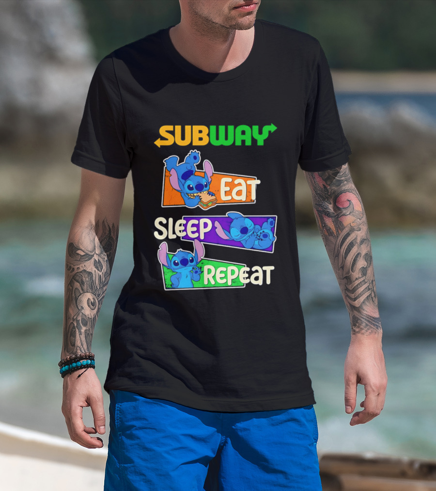 Subway X Stitch Eat Sleep Repeat T-Shirt