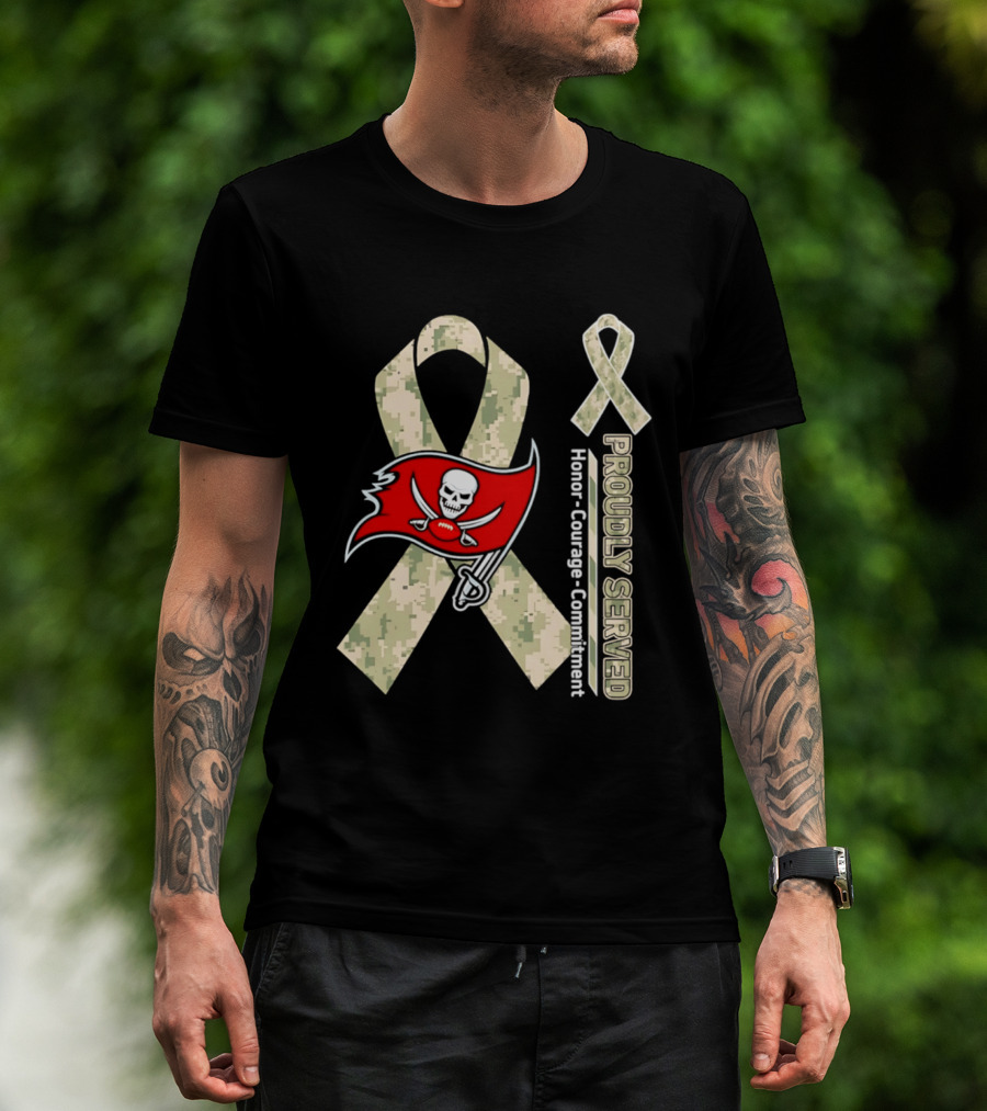 Tampa Bay Buccaneers Proudly Served Military Support Honor Courage Commitment Ribbon T-Shirt
