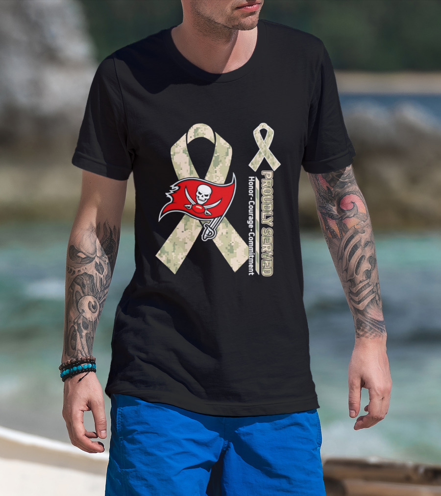 Tampa Bay Buccaneers Proudly Served Military Support Honor Courage Commitment Ribbon T-Shirt