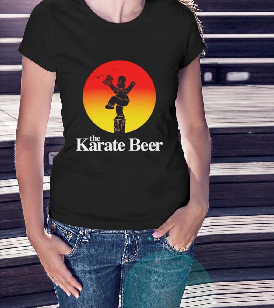 The Karate Beer Sunset Crane Pose Beer T-Shirt