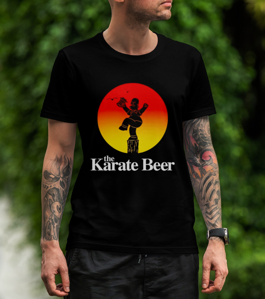 The Karate Beer Sunset Crane Pose Beer T-Shirt