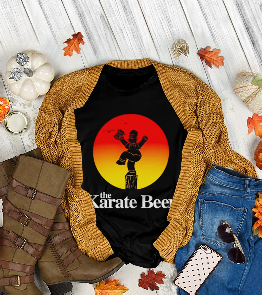 The Karate Beer Sunset Crane Pose Beer T-Shirt