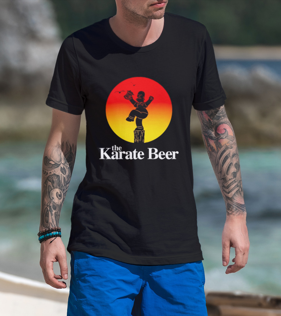 The Karate Beer Sunset Crane Pose Beer T-Shirt