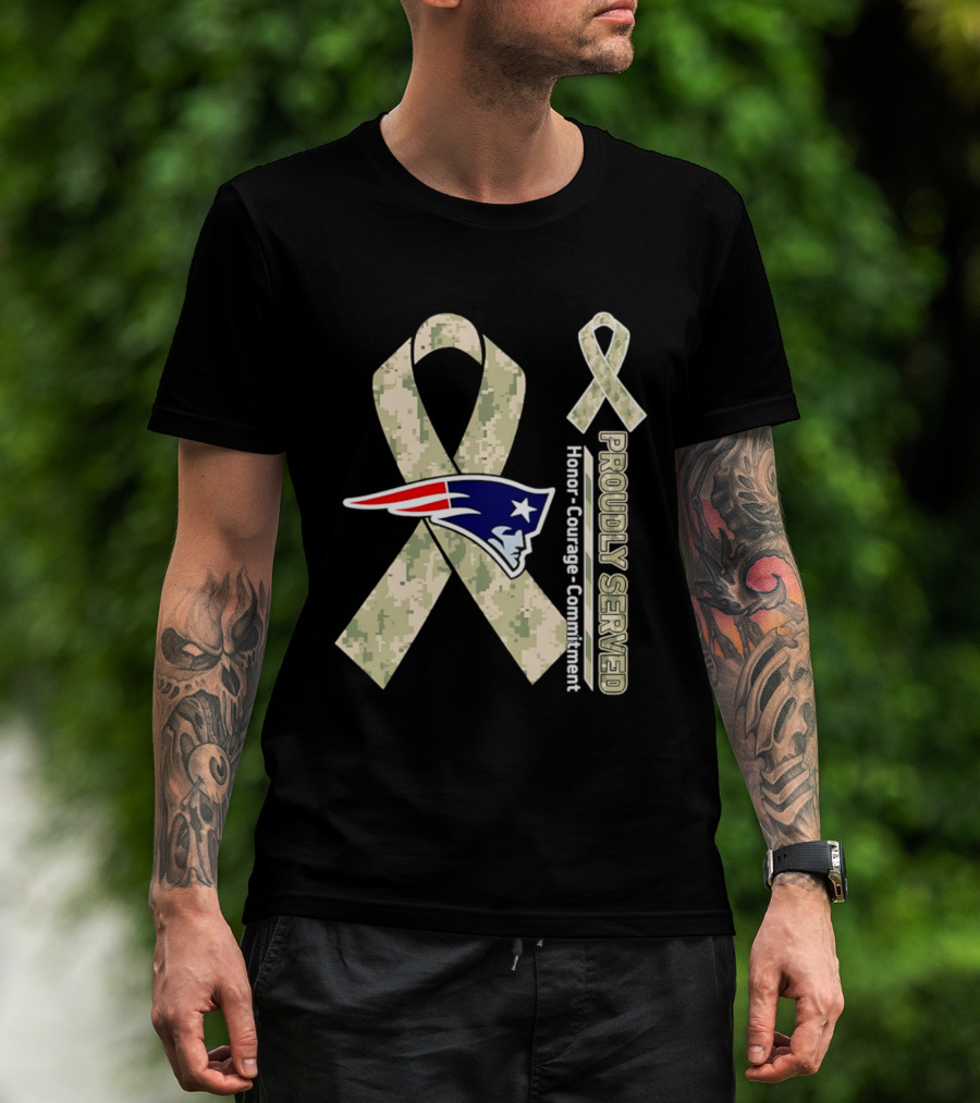 New England Patriots Camouflage Ribbon Honor Courage Commitment T-Shirt