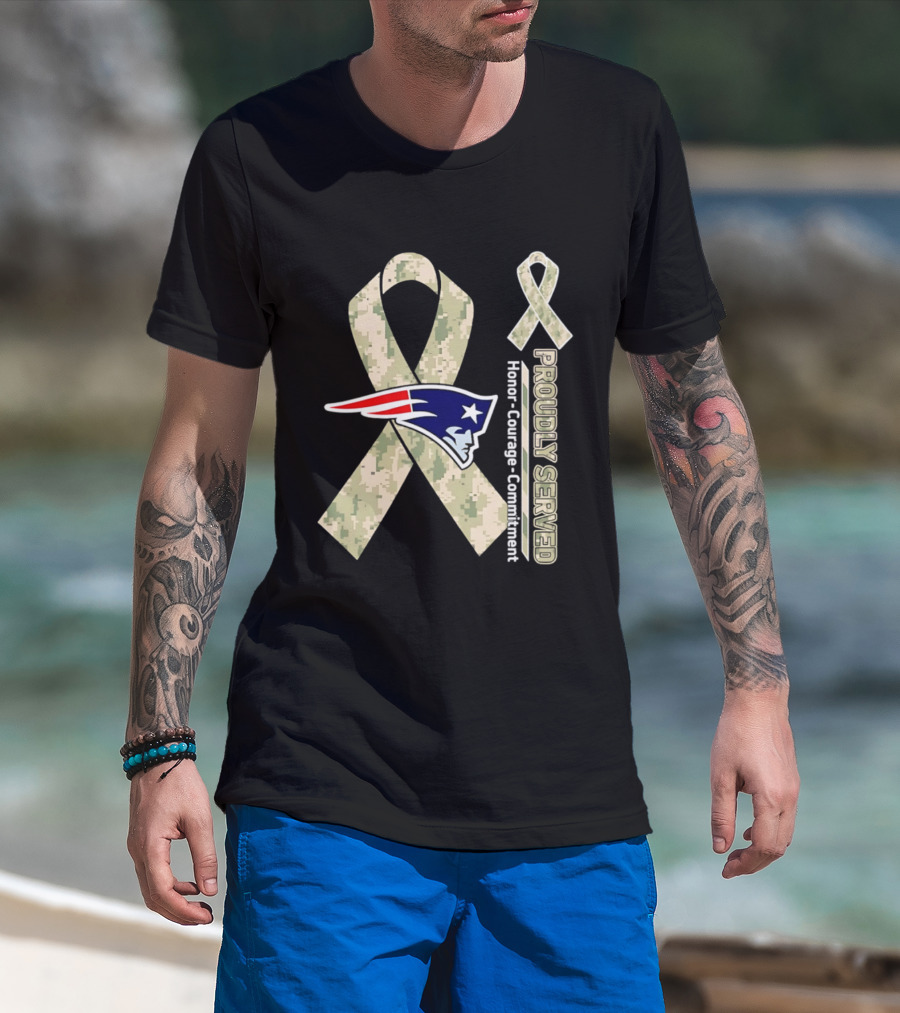 New England Patriots Camouflage Ribbon Honor Courage Commitment T-Shirt