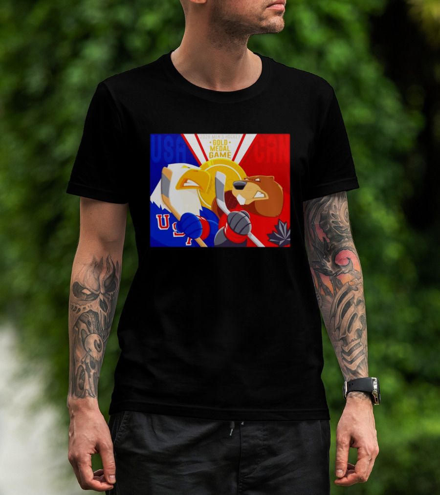 USA Vs Canada 2026 Men's Hockey Gold Medal Game Eagle Vs Beaver Showdown T-Shirt