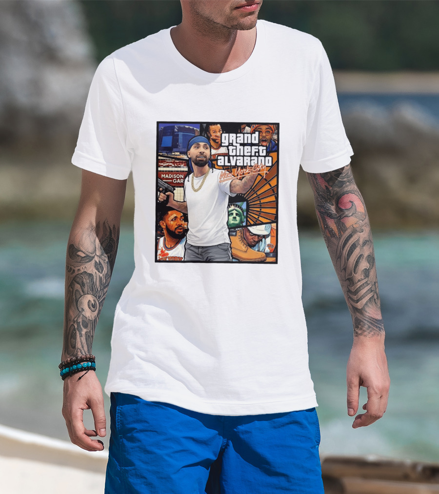 Grand Theft Alvarado New York City Madison Square Garden Statue Of Liberty T-Shirt