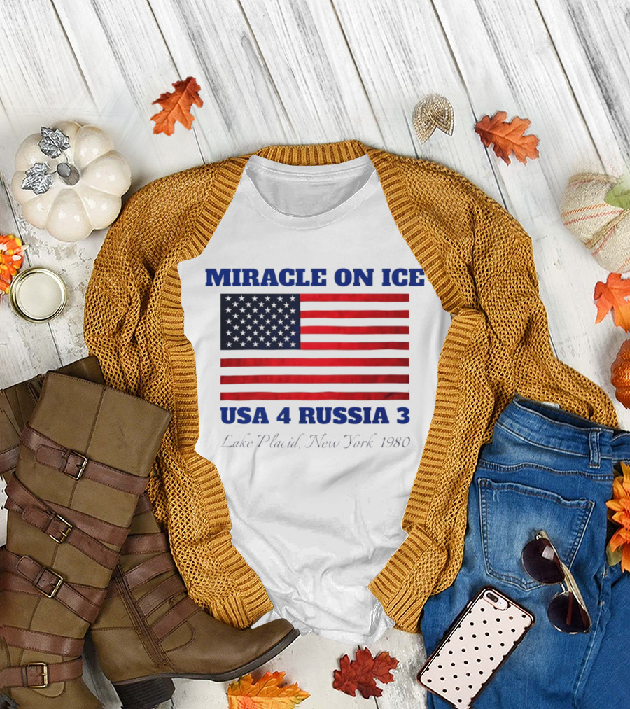 Miracle on Ice USA 4 Russia 3 American Flag Lake Placid New York 1980 Olympic 2026 Milano Cortina T-Shirt