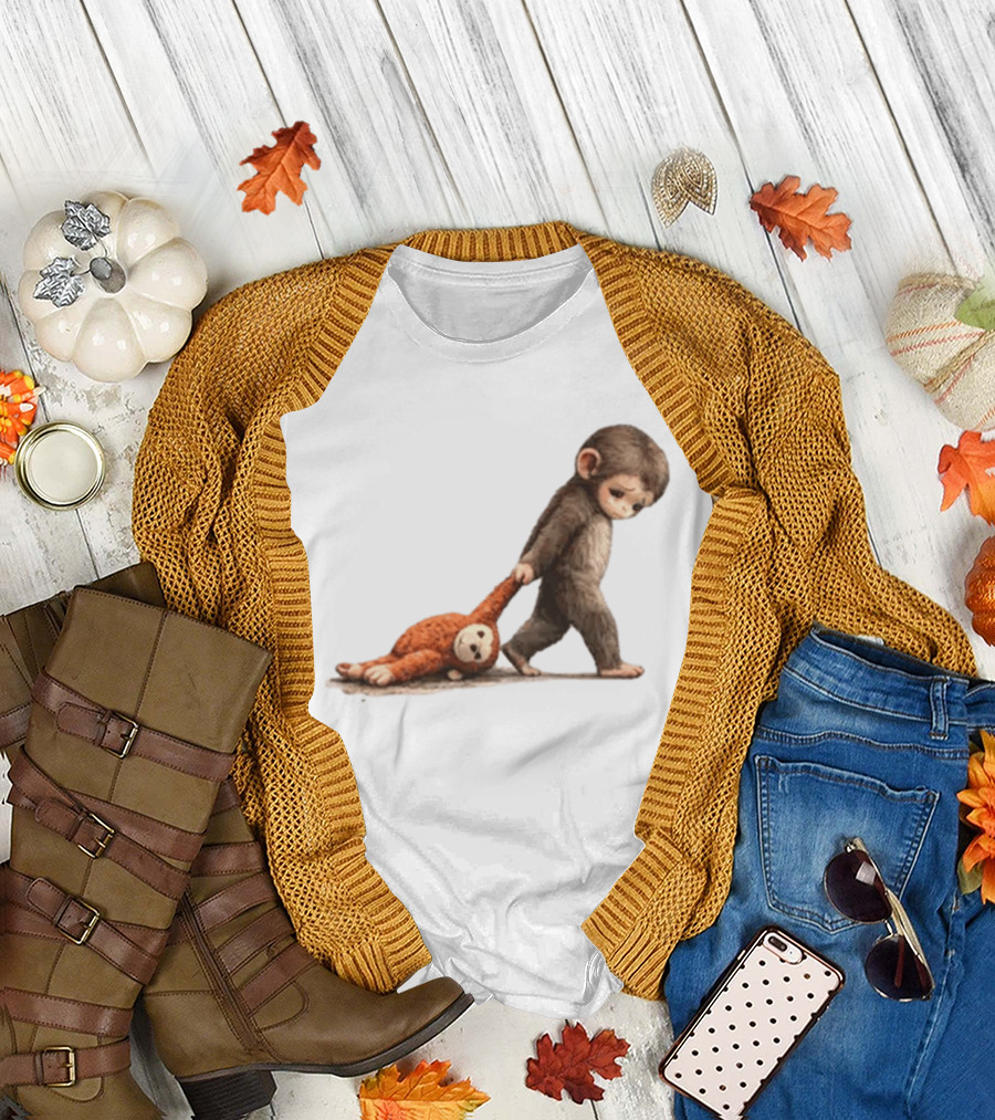 Monkey Baby Dragging Toy Monkey T-Shirt