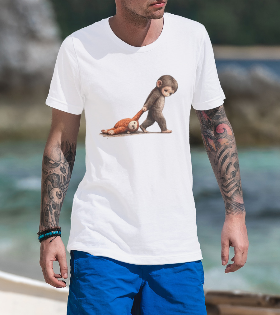 Monkey Baby Dragging Toy Monkey T-Shirt