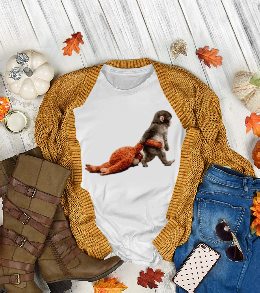 Punch The Monkey Baby Monkey Dragging Toy T-Shirt