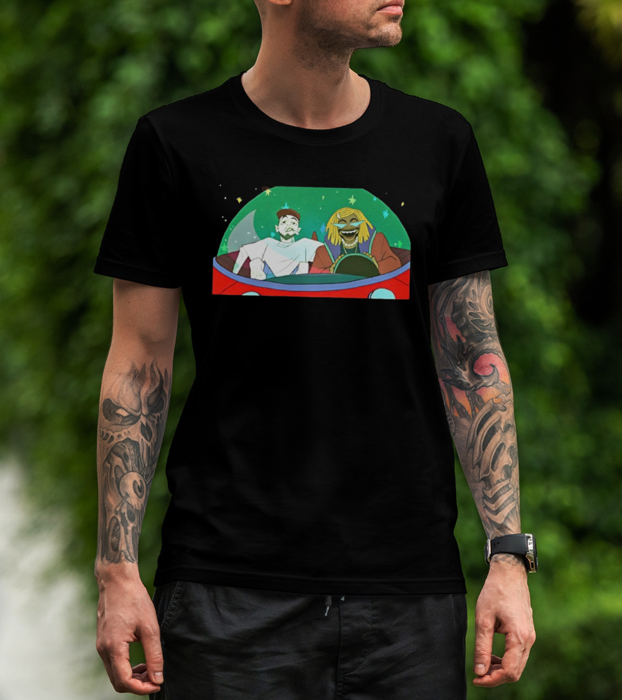 Mac Miller Thundercat She Knows Too Much Animated Illustration In Space Car T-Shirt