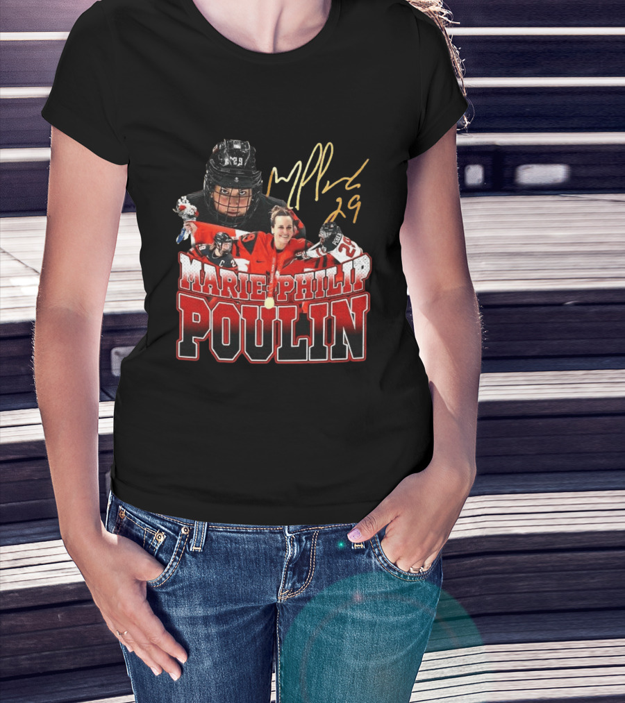 Marie Philip Poulin 29 Women's Ice Hockey Gold Medalist Signature T-Shirt