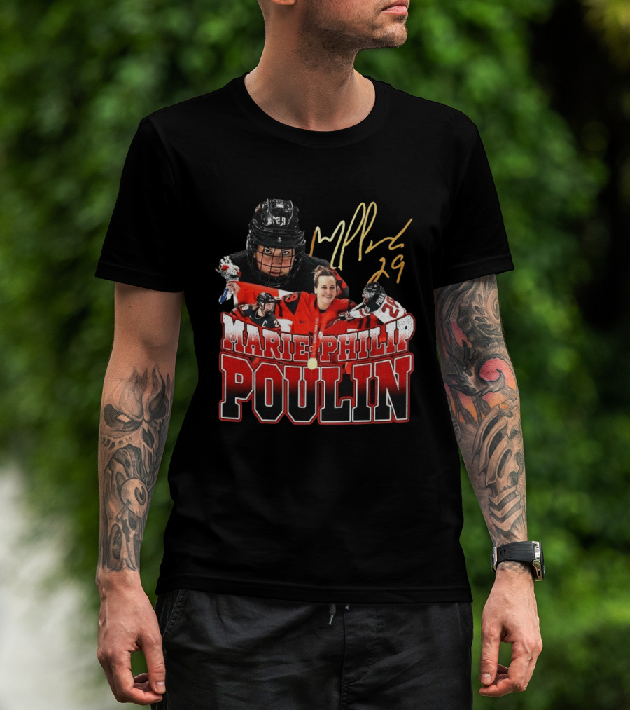 Marie Philip Poulin 29 Women's Ice Hockey Gold Medalist Signature T-Shirt