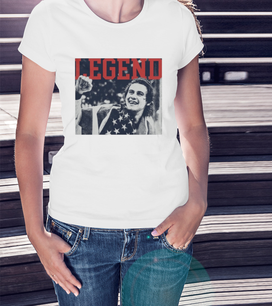 The Ice Sacrifice Jack Hughes Legend Fist Raised American Flag T-Shirt