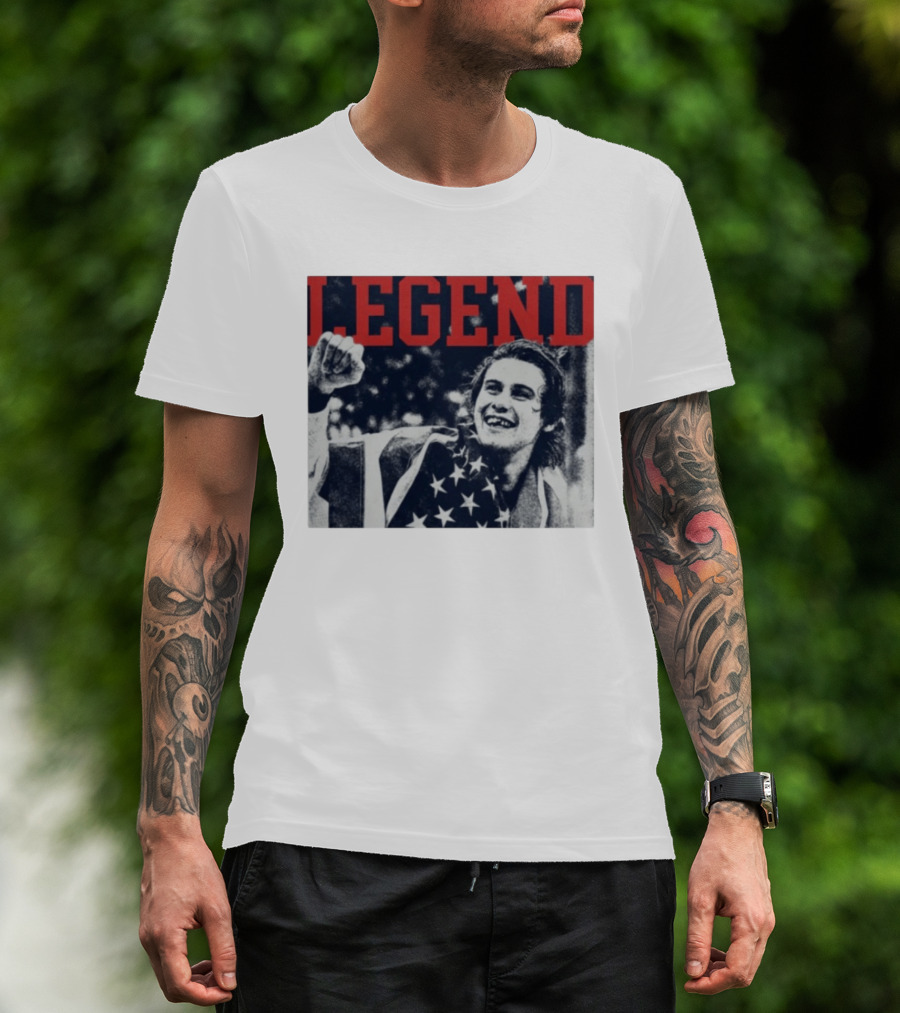The Ice Sacrifice Jack Hughes Legend Fist Raised American Flag T-Shirt