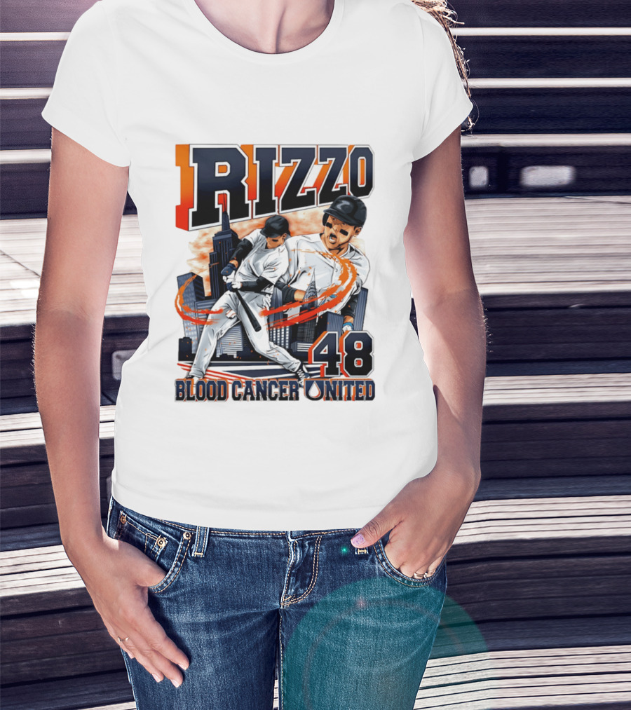 Rizzo 48 Blood Cancer United Hand Drawn Baseball T-Shirt