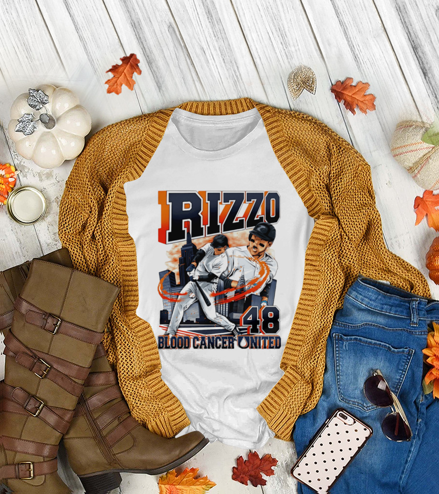 Rizzo 48 Blood Cancer United Hand Drawn Baseball T-Shirt