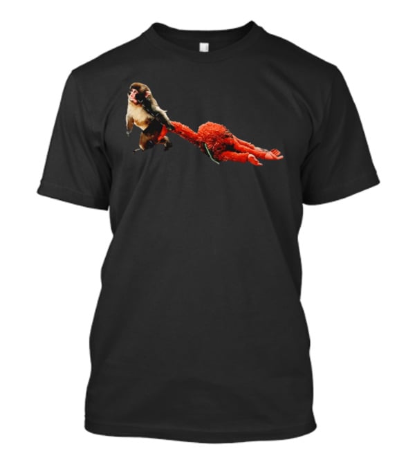 Punch Baby Monkey Dragging Emotional Plush Toy T-Shirt