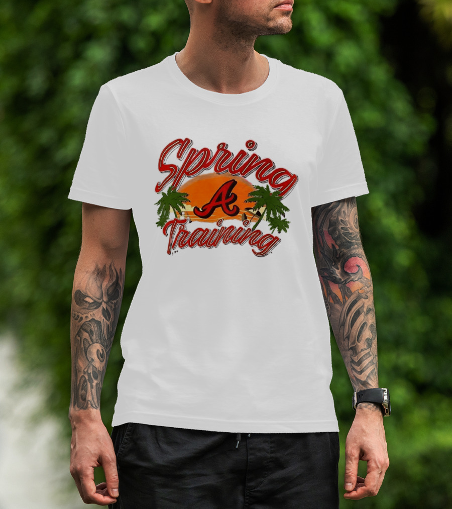 Atlanta Braves Spring Training Sunset Logo Palm Trees T-Shirt