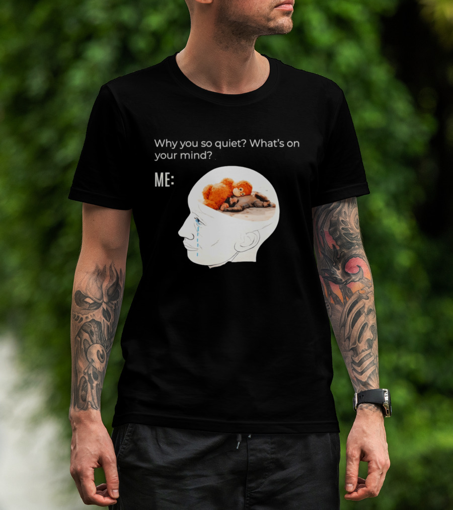 Punch Monkey Why You So Quiet What's On Your Mind Quirky Plush Toy Headspace T-Shirt