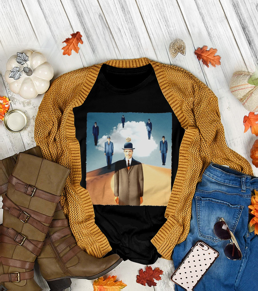 René Magritte X Jean Leloup Son of Man Remix Surreal Desert Landscape T-Shirt