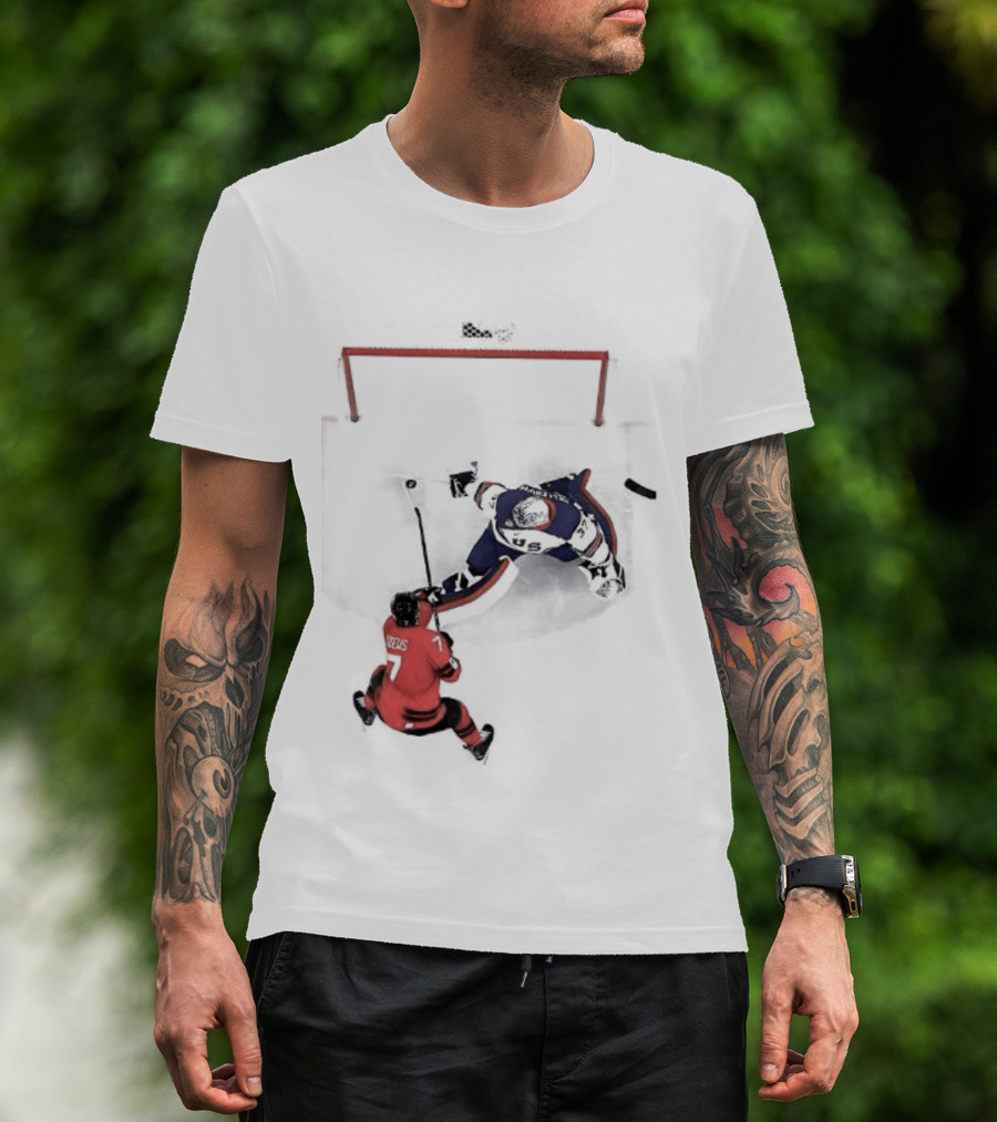 Connor Hellebuyck Team USA Ice Hockey Goalie Save Moment T-Shirt