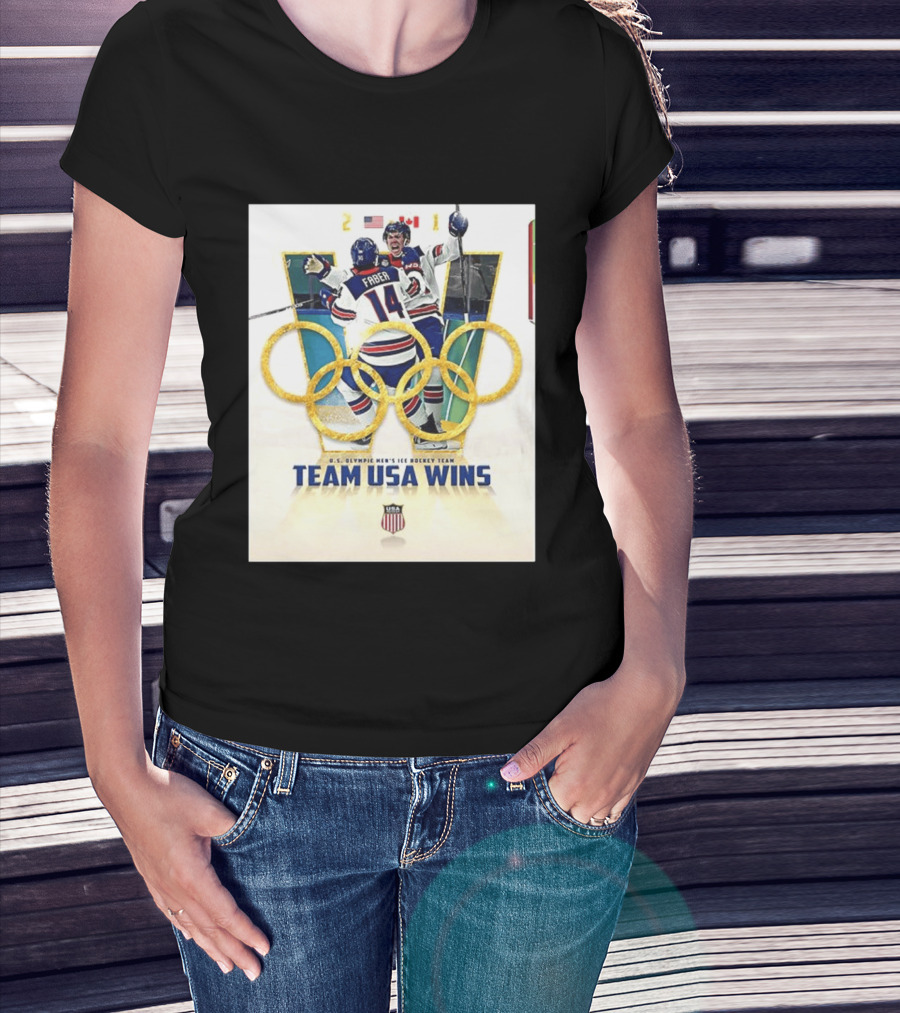 O.S. Olympic Men's Ice Hockey Team USA Wins Gold Against Canada 2 1 T-Shirt