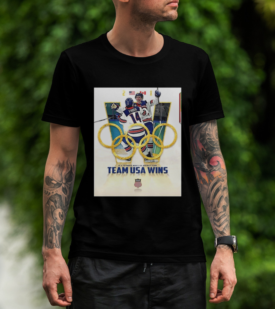 O.S. Olympic Men's Ice Hockey Team USA Wins Gold Against Canada 2 1 T-Shirt
