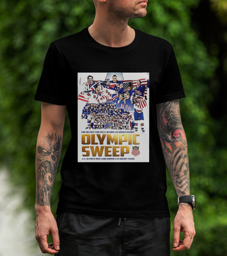 U.S. Olympic Ice Hockey History First Sweep Men's And Women's Teams T-Shirt