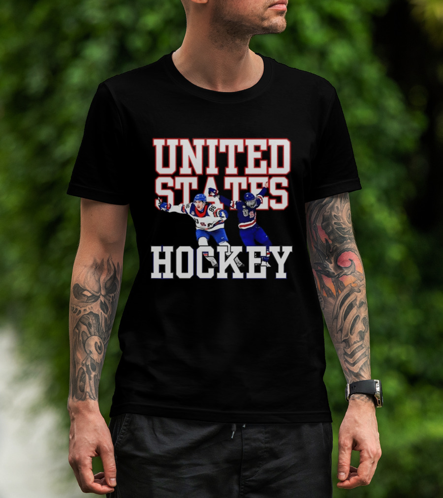 United States Hockey Players Celebration T-Shirt