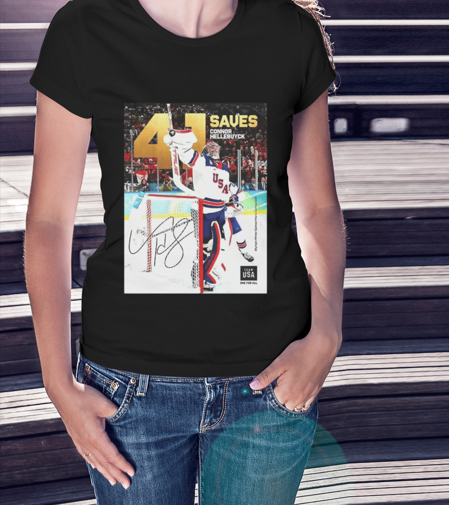 41 Saves Connor Hellebuyck USA Olympic Winter Games 2022 Team USA T-Shirt