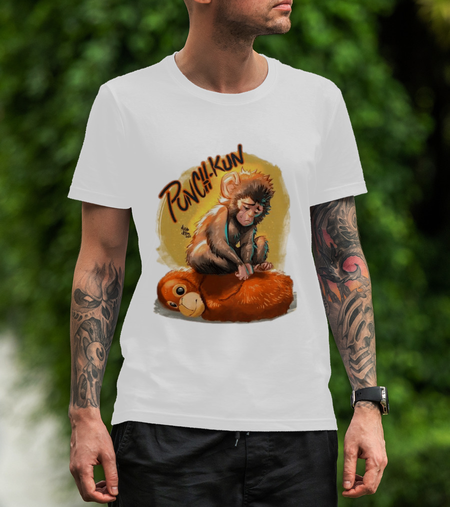 Punch Kun Sad Monkey Hugging Orange Figure T-Shirt