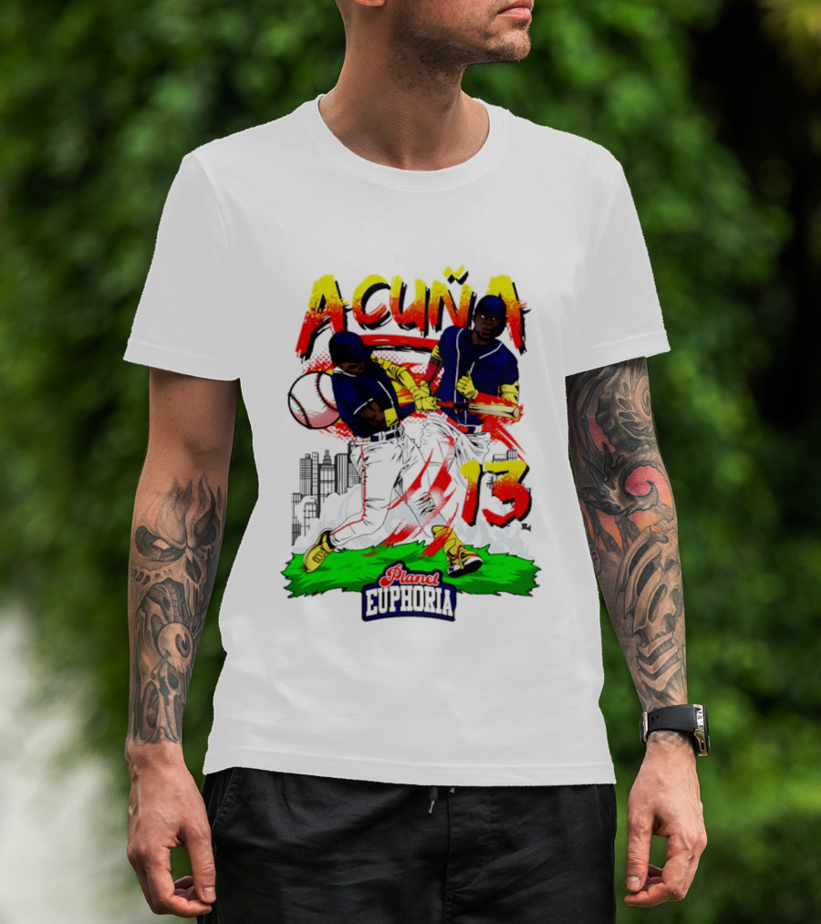 Acuna Euphoria Atlanta Braves 13 Hand Drawn T-Shirt