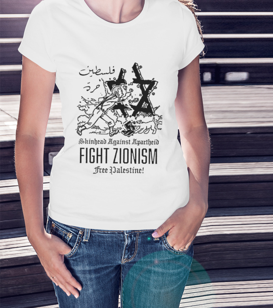 Skinhead Against Apartheid Fight Zionism Free Palestine T-Shirt