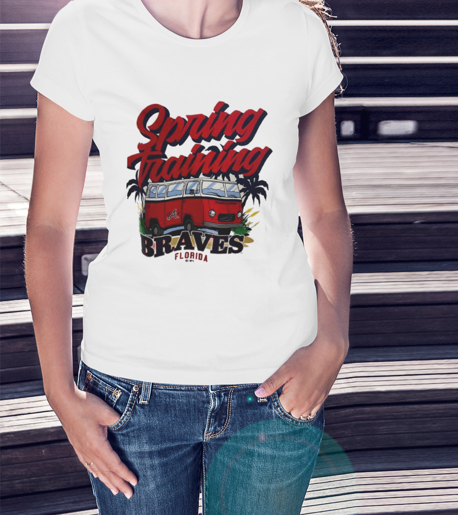Spring Training Braves Florida Vintage VW Bus Palm Trees T-Shirt