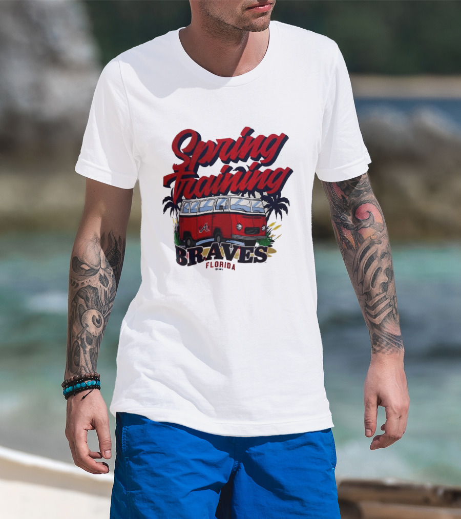 Spring Training Braves Florida Vintage VW Bus Palm Trees T-Shirt