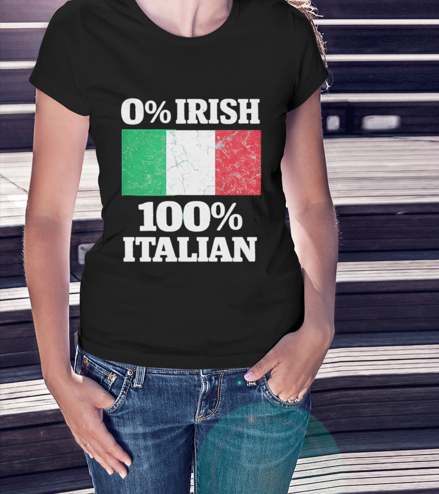 0 Irish 100 Italian Flag Heritage Pride Italy T-Shirt
