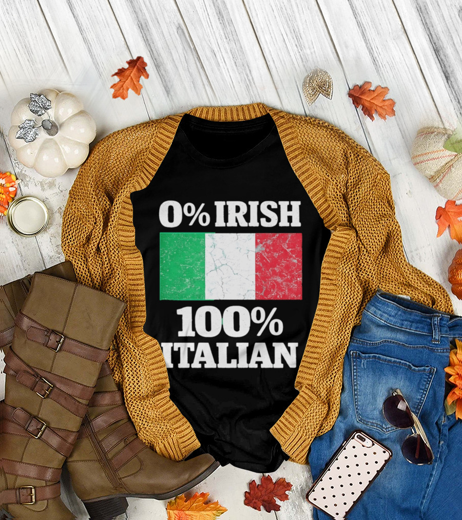 0 Irish 100 Italian Flag Heritage Pride Italy T-Shirt