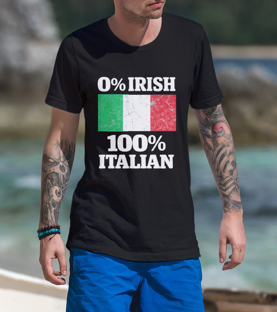 0 Irish 100 Italian Flag Heritage Pride Italy T-Shirt