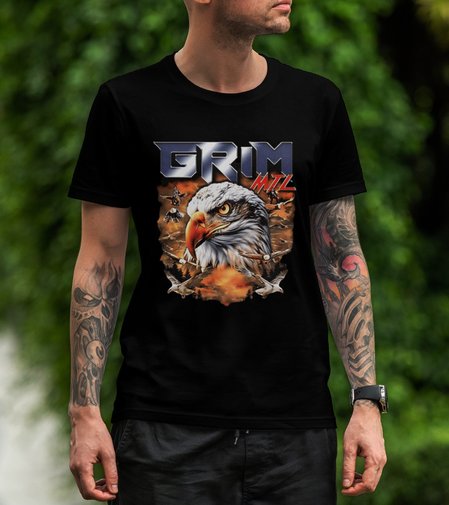 Grim MTL Bald Eagle Fierce Wildlife Scene T-Shirt