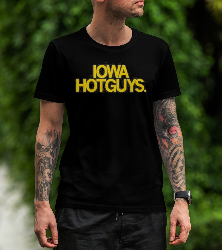 Iowa Hotguys Bold Yellow Typography Pullover T-Shirt