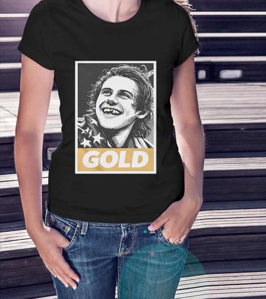 Jack Hughes Team USA 2026 Gold Hockey Smile Iconic Victory Celebration T-Shirt