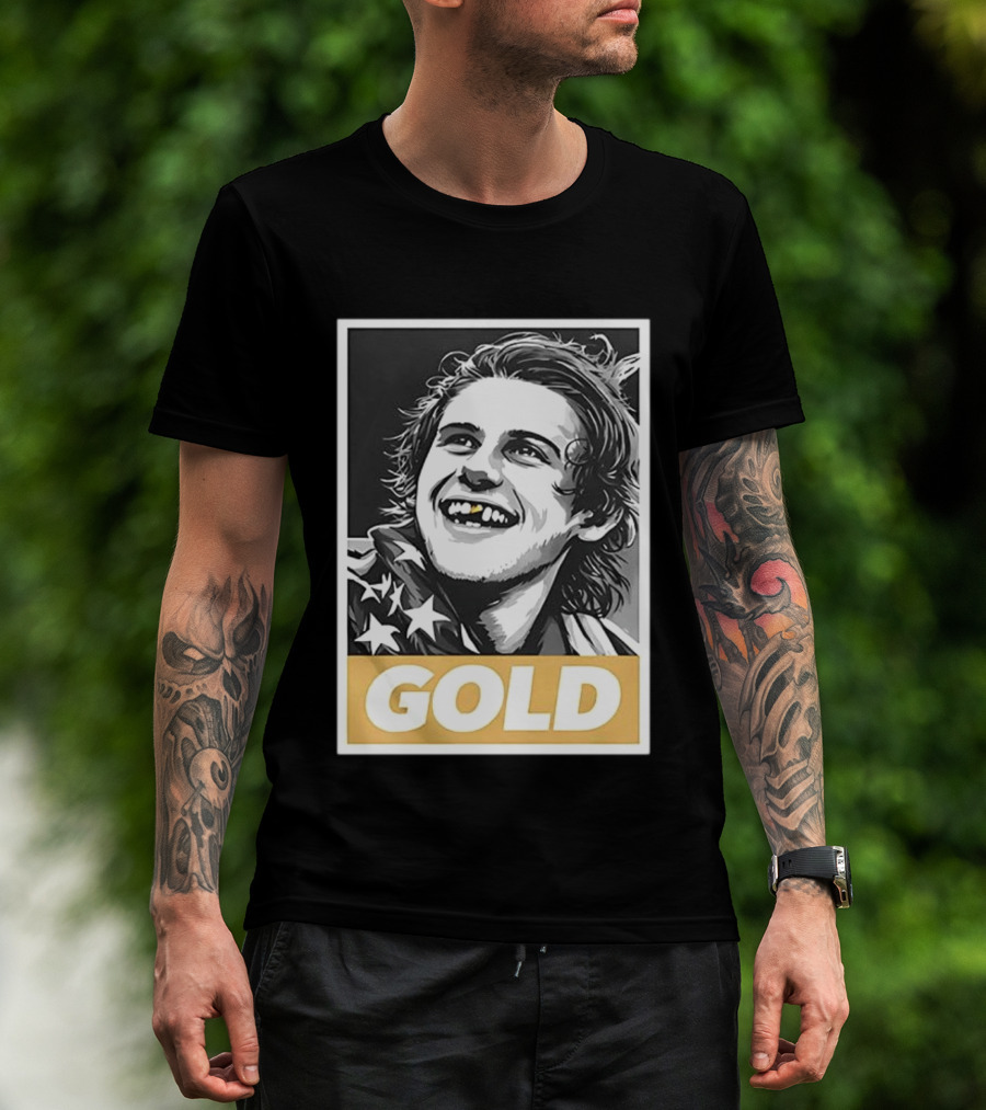 Jack Hughes Team USA 2026 Gold Hockey Smile Iconic Victory Celebration T-Shirt