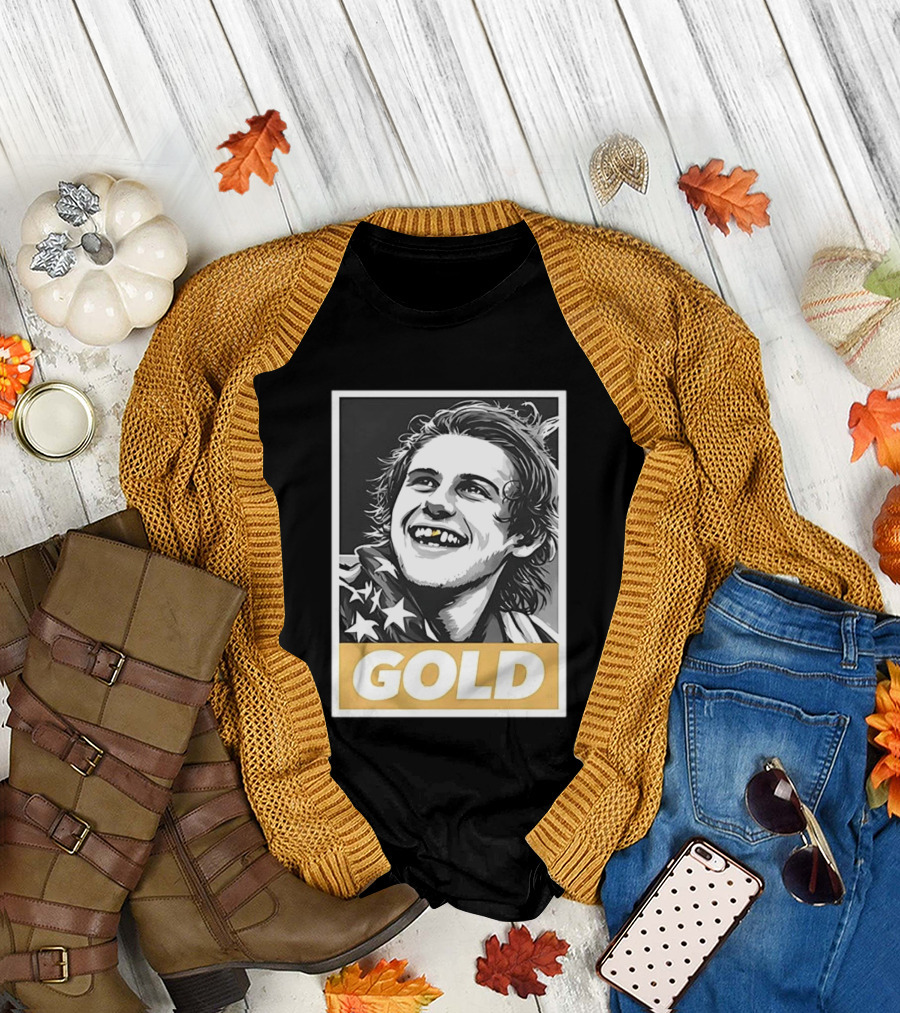 Jack Hughes Team USA 2026 Gold Hockey Smile Iconic Victory Celebration T-Shirt