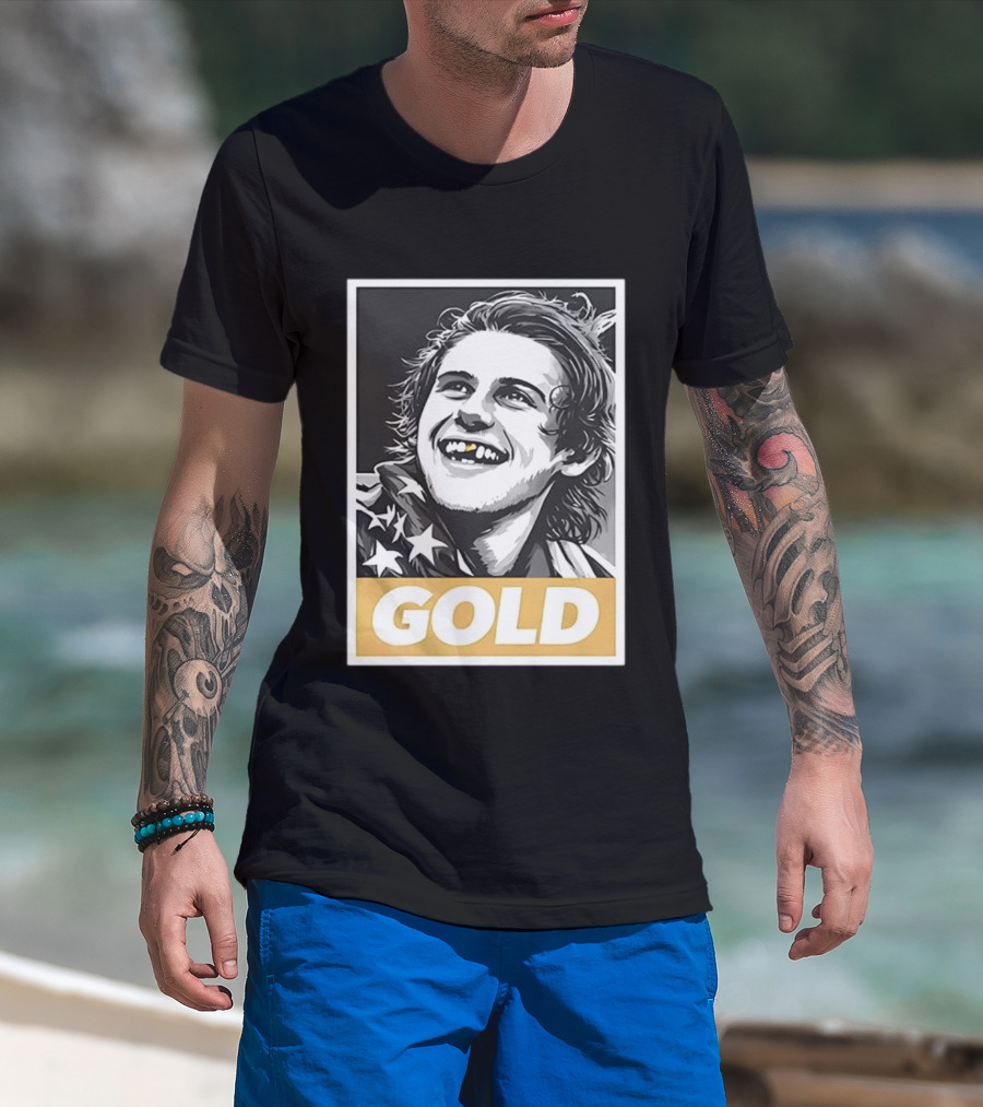 Jack Hughes Team USA 2026 Gold Hockey Smile Iconic Victory Celebration T-Shirt