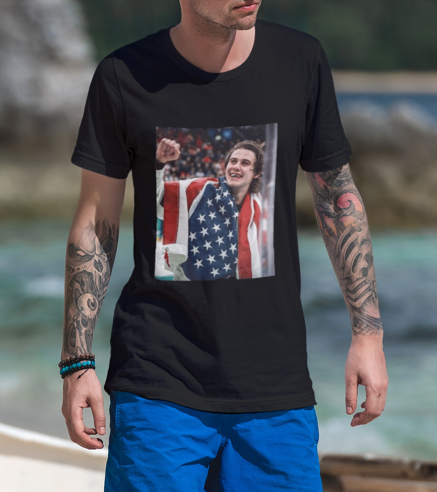 Jack Hughes USA Hockey Celebrates Gold Victory T-Shirt